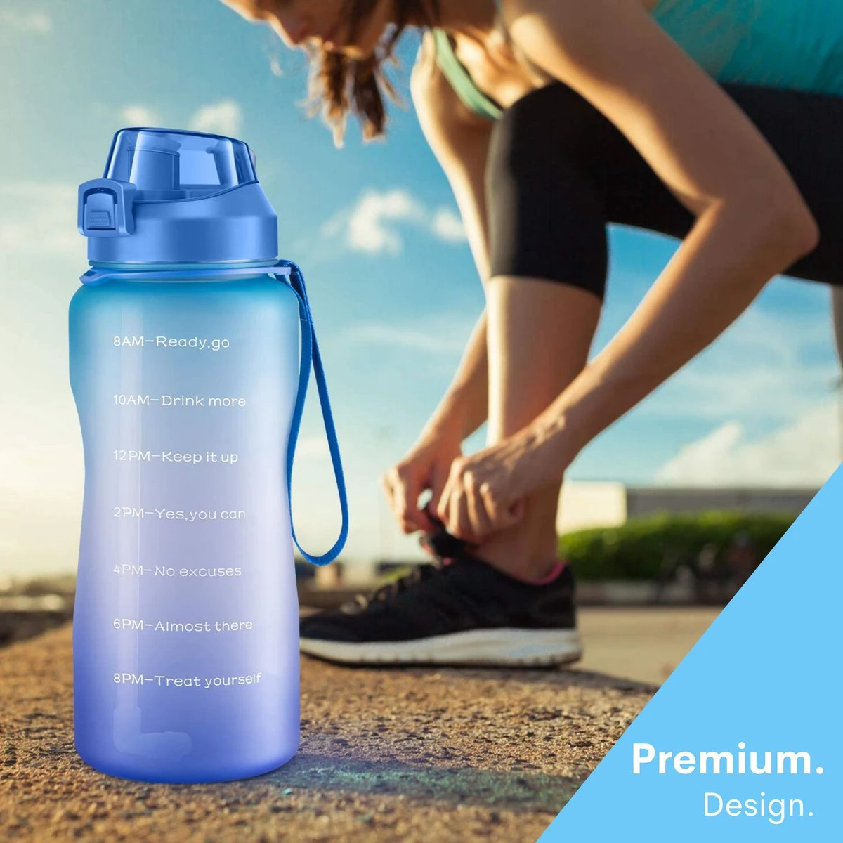 FLOOQ - Waterfles - Bidon - Sportdrankfles - Grote Waterfles - Rietje - 2 Liter - Lekvrij - Tijdsmarkering - Motivatie Waterfles - Blauw/Roze 4 FLOOQ - Waterfles - Bidon - Sportdrankfles - Grote Waterfles - Rietje - 2 Liter - Lekvrij - Tijdsmarkering - Motivatie Waterfles - Blauw/Roze - Afbeelding 2