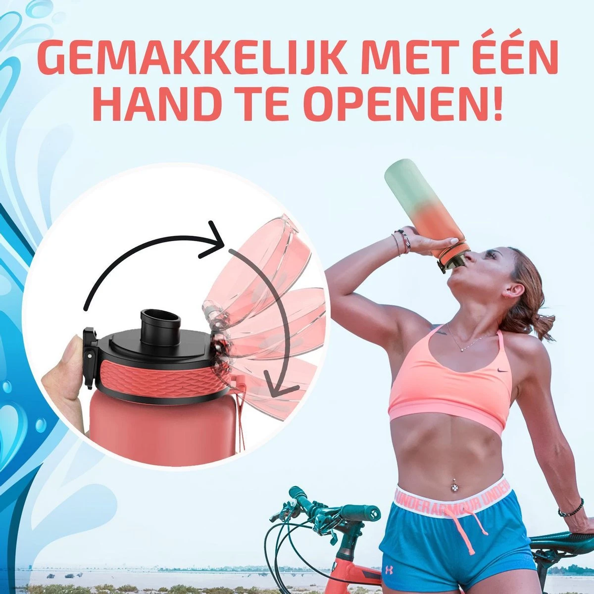 Lekro Waterfles Met Tijdmarkeringen - Motiverende Drinkfles Met Fruitfilter En Shake Bal/Shaker - 1 Liter - BPA Vrij - Roze/Blauw 7 Lekro Waterfles Met Tijdmarkeringen - Motiverende Drinkfles Met Fruitfilter En Shake Bal/Shaker - 1 Liter - BPA Vrij - Roze/Blauw - Afbeelding 5