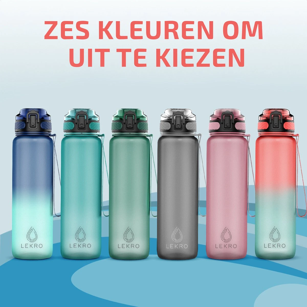 Lekro Waterfles Met Tijdmarkeringen - Motiverende Drinkfles Met Fruitfilter En Shake Bal/Shaker - 1 Liter - BPA Vrij - Roze/Blauw 13 Lekro Waterfles Met Tijdmarkeringen - Motiverende Drinkfles Met Fruitfilter En Shake Bal/Shaker - 1 Liter - BPA Vrij - Roze/Blauw - Afbeelding 11