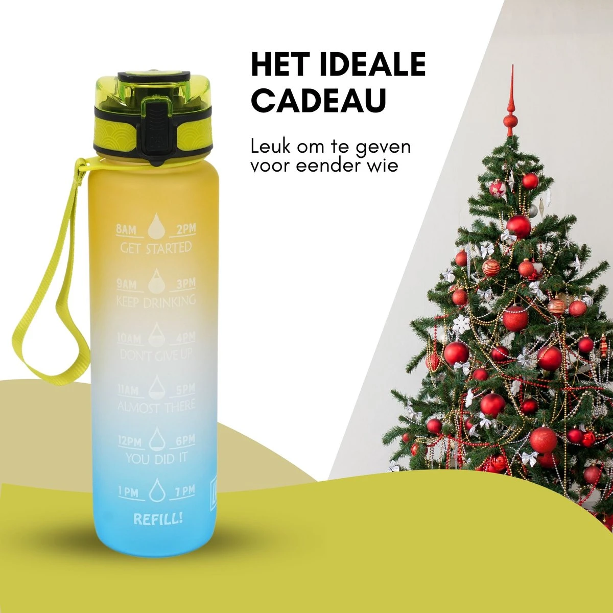LaCardia Motivatie Waterfles Geel Blauw - 1 Liter Drinkfles - Waterfles Met Tijdmarkering - Geel + Blauw 9 LaCardia Motivatie Waterfles Geel Blauw - 1 Liter Drinkfles - Waterfles Met Tijdmarkering - Geel + Blauw - Afbeelding 7