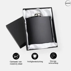 Malony® Luxe Heupfles - Veldfles - Flacon - Drinkfles - 180ML - RVS - Giftbox - Veiligheidssluiting - Zwart -Aigostar winkel 1200x1200 297