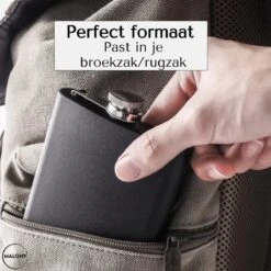 Malony® Luxe Heupfles - Veldfles - Flacon - Drinkfles - 180ML - RVS - Giftbox - Veiligheidssluiting - Zwart -Aigostar winkel 1200x1200 299