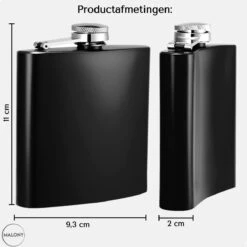 Malony® Luxe Heupfles - Veldfles - Flacon - Drinkfles - 180ML - RVS - Giftbox - Veiligheidssluiting - Zwart -Aigostar winkel 1200x1200 300