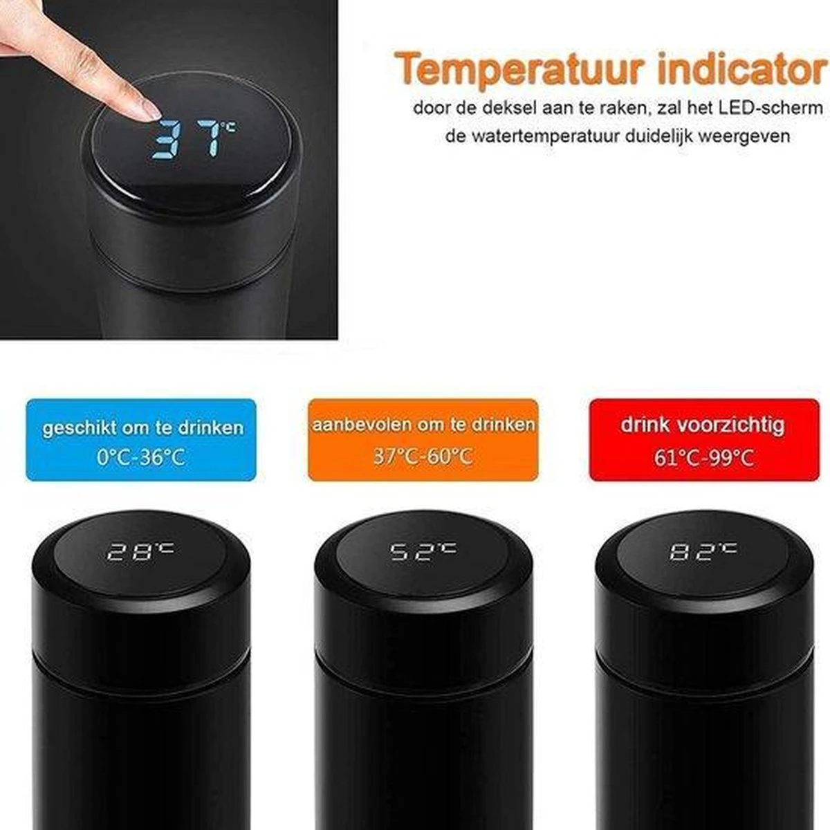Thermosfles Met Temperatuur LED Display 500ml Touch Display Roestvrij Staal 7 Thermosfles Met Temperatuur LED Display 500ml Touch Display Roestvrij Staal - Afbeelding 5