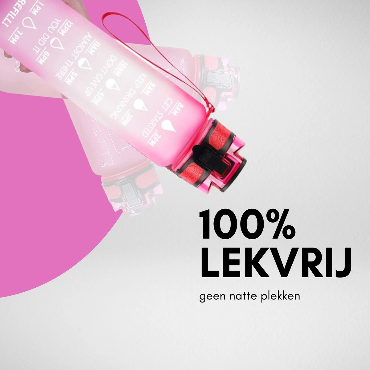 LaCardia Motivatie Waterfles Roze Paars - 1 Liter Drinkfles - Waterfles Met Tijdmarkering - Roze + Paars 6 LaCardia Motivatie Waterfles Roze Paars - 1 Liter Drinkfles - Waterfles Met Tijdmarkering - Roze + Paars - Afbeelding 4