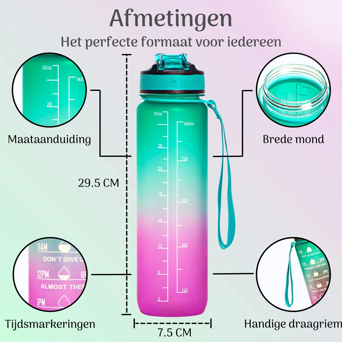 Migliore Drinkfles – Luxe Drinkfles Met Rietje – Waterfles 1 Liter – Water Bottle – Motivatie Waterfles Met Tijdmarkeringen - Ook In 600 Ml En 2 Liter 10 Migliore Drinkfles – Luxe Drinkfles Met Rietje – Waterfles 1 Liter – Water Bottle – Motivatie Waterfles Met Tijdmarkeringen - Ook In 600 Ml En 2 Liter - Afbeelding 8