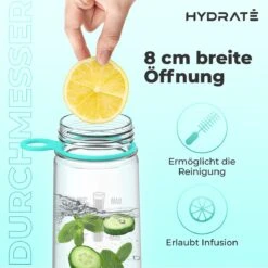 HYDRATE 900ml Drinkfles Met Tijdmarkeringen - Sport Waterfles Met Rietje, BPA-vrije Drinkfles Rietje Gemaakt Van Tritan Ideaal Voor Sportschool, Kantoor, Wandelen, Fitness, Sportfles (Mint Groen) -Aigostar winkel 1200x1200 351