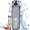Swilix ® Drinkfles - 1 Liter - Waterfles Met Tijdmarkering - Met 2 Fruitfilters - Grijs 2 Swilix ® Drinkfles - 1 Liter - Waterfles Met Tijdmarkering - Met 2 Fruitfilters - Grijs -Aigostar winkel 1200x1200 36