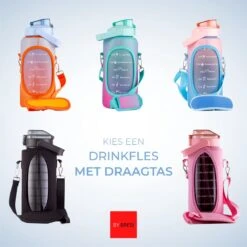 By Bresi - Waterfles 2 Liter Zwart Transparant - Gratis Armband! - Waterfles Met Rietje - Grote Waterfles - Drinkbus - Sportbidon - Twee Liter Waterfles - Sportfles Fitness - Bottle 2 Liter- Drinkfles - Schenkfles - Waterflessen -Aigostar winkel 1200x1200 375