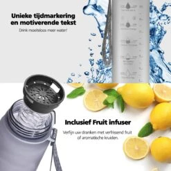 Swilix ® Drinkfles - 1 Liter - Waterfles Met Tijdmarkering - Met 2 Fruitfilters - Grijs 14 Swilix ® Drinkfles - 1 Liter - Waterfles Met Tijdmarkering - Met 2 Fruitfilters - Grijs -Aigostar winkel 1200x1200 39