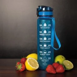 Nimma® Motivatie Waterfles - 1 Liter Drinkfles - Met Tijdmarkeringen En Fruitfilter - Blauw -Aigostar winkel 1200x1200 390