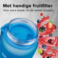 Nimma® Motivatie Waterfles - 1 Liter Drinkfles - Met Tijdmarkeringen En Fruitfilter - Blauw -Aigostar winkel 1200x1200 391