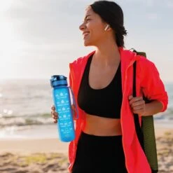 Nimma® Motivatie Waterfles - 1 Liter Drinkfles - Met Tijdmarkeringen En Fruitfilter - Blauw -Aigostar winkel 1200x1200 394