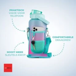 By Bresi - Waterfles 2 Liter MET Sleeve Groen/Paars - Gratis Armband - Waterfles Met Rietje -Drinkfles Met Rietje - Grote Waterfles - Bottle 2 Liter - Sportbidon - Sportfles Fitness - Waterkan - Gallon - Schenkfles - Waterflessen - Drinkbus -Aigostar winkel 1200x1200 416