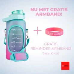 By Bresi - Waterfles 2 Liter MET Sleeve Groen/Paars - Gratis Armband - Waterfles Met Rietje -Drinkfles Met Rietje - Grote Waterfles - Bottle 2 Liter - Sportbidon - Sportfles Fitness - Waterkan - Gallon - Schenkfles - Waterflessen - Drinkbus -Aigostar winkel 1200x1200 418