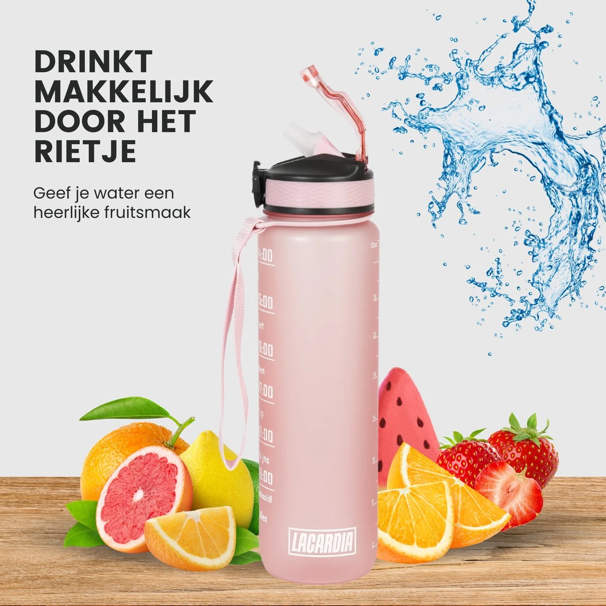 Lacardia Nederlandse Motivatie Waterfles Rosé Goud 'Nederlandse Tekst' - Drinkfles Met Rietje - Waterfles 1 Liter - Waterfles Met Tijdmarkering 9 Lacardia Nederlandse Motivatie Waterfles Rosé Goud 'Nederlandse Tekst' - Drinkfles Met Rietje - Waterfles 1 Liter - Waterfles Met Tijdmarkering - Afbeelding 7