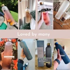 Aquachic - 1L Waterfles Met 2 Doppen En Tijdsmarkeringen - Lekvrij & Licht - Duurzaam - Nederlands Merk - Drink Fles / Bidon- Wit 1 Liter -Aigostar winkel 1200x1200 437