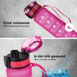 Nimma® Motivatie Waterfles - 1 Liter Drinkfles - Met Tijdmarkeringen En Fruitfilter - Roze 15 Nimma® Motivatie Waterfles - 1 Liter Drinkfles - Met Tijdmarkeringen En Fruitfilter - Roze -Aigostar winkel 1200x1200 442