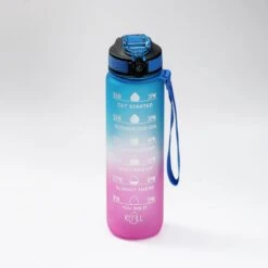 Merkloos Vision Vel Blauw-Roze Waterfles Met Tijdmarkeringen | 1 Liter | Sport Waterfles | Drinkfles Met Rietje | Lekvrije Sportfles | Tritan Waterfles | BPA Vrij | Voor Sport, Fietsen, Kamperen, School, Sportschool | Tijdmarkering -Aigostar winkel 1200x1200 447