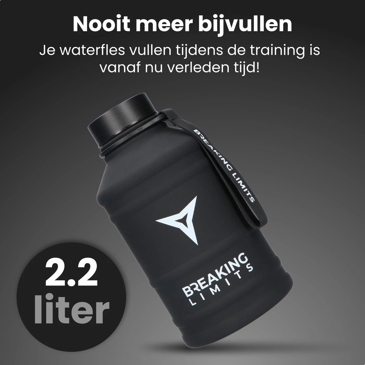 Breaking Limits Stalen Waterfles 2 Liter – Drinkfles – Gemaakt Van Roestvrij Staal – Grote Waterfles – Waterjug – Bidon 2 Liter – 2.2 Liter - Zwart 4 Breaking Limits Stalen Waterfles 2 Liter – Drinkfles – Gemaakt Van Roestvrij Staal – Grote Waterfles – Waterjug – Bidon 2 Liter – 2.2 Liter - Zwart - Afbeelding 2
