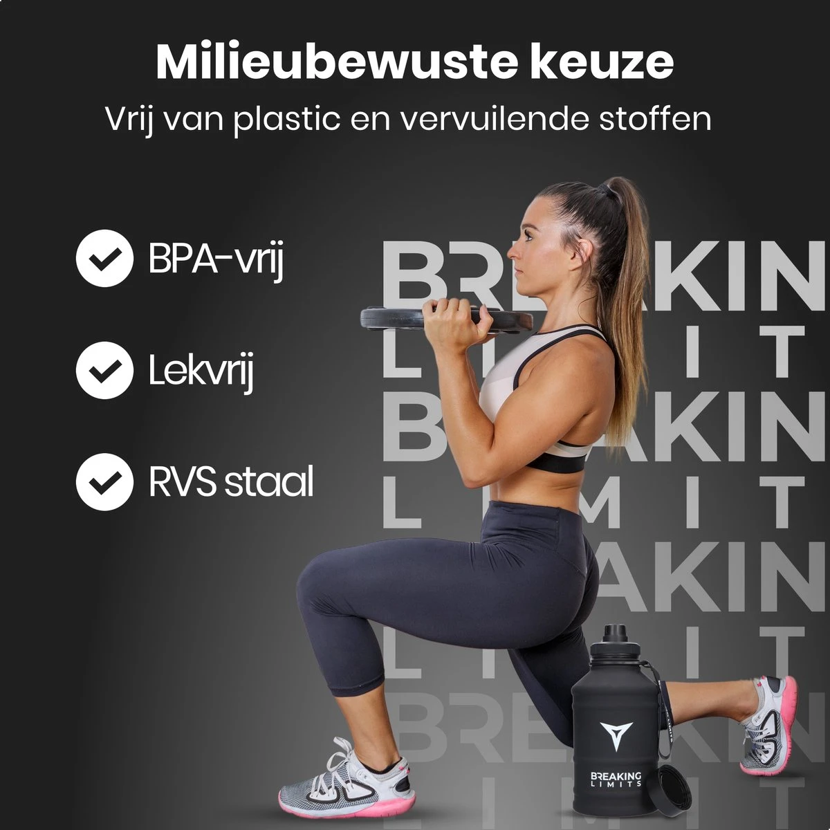 Breaking Limits Stalen Waterfles 2 Liter – Drinkfles – Gemaakt Van Roestvrij Staal – Grote Waterfles – Waterjug – Bidon 2 Liter – 2.2 Liter - Zwart 15 Breaking Limits Stalen Waterfles 2 Liter – Drinkfles – Gemaakt Van Roestvrij Staal – Grote Waterfles – Waterjug – Bidon 2 Liter – 2.2 Liter - Zwart - Afbeelding 13