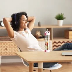 Waterfles Met Rietje En Fruit Filter | Roze | Kerstcadeau -Aigostar winkel 1200x1200 468