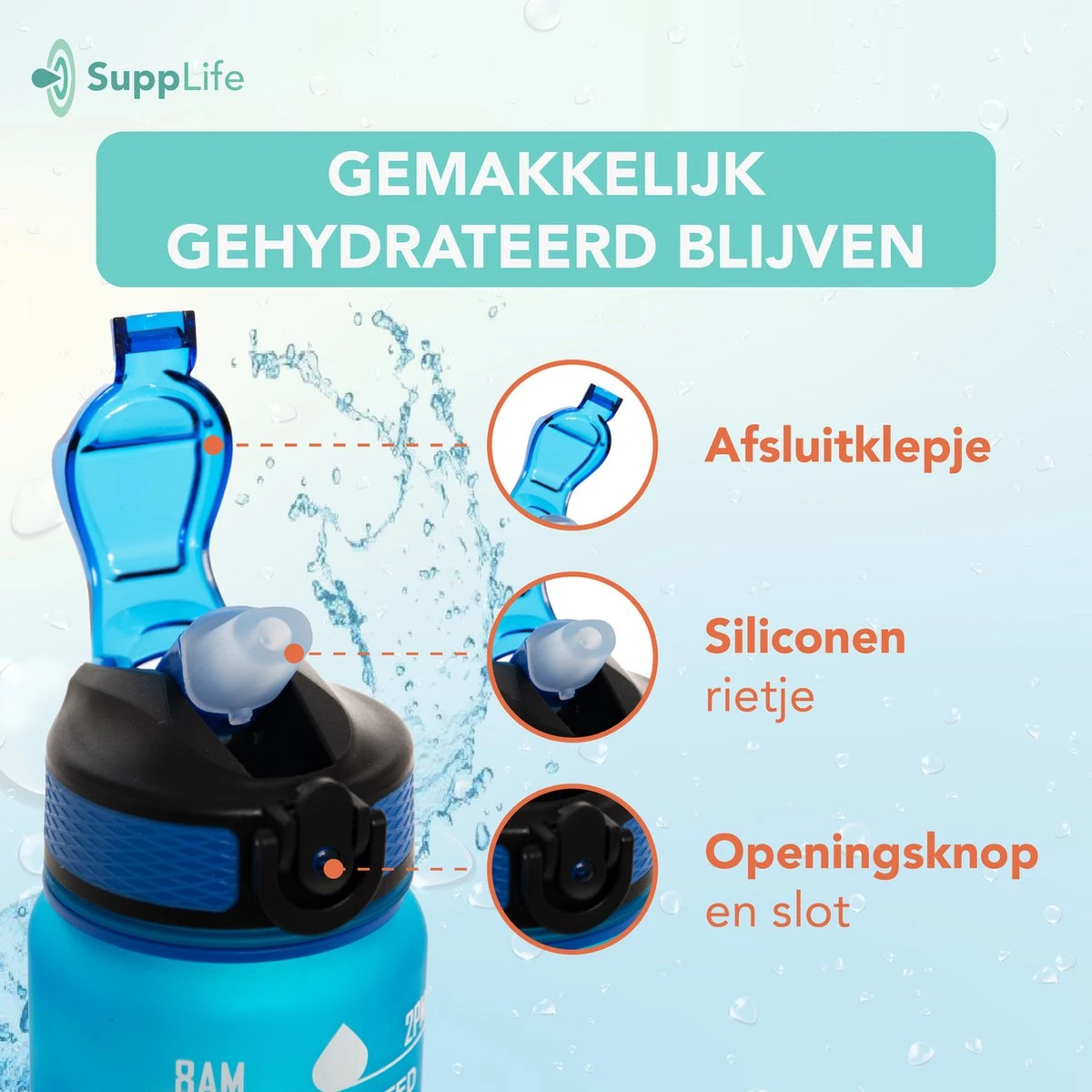 Supplife Motivatie Waterfles - 1 Liter Drinkfles - Waterfles Met Tijdmarkering - Met Rietje - Volwassenen - Kinderen - Blauw Roze - Inclusief Schoonmaakborstel 9 Supplife Motivatie Waterfles - 1 Liter Drinkfles - Waterfles Met Tijdmarkering - Met Rietje - Volwassenen - Kinderen - Blauw Roze - Inclusief Schoonmaakborstel - Afbeelding 7