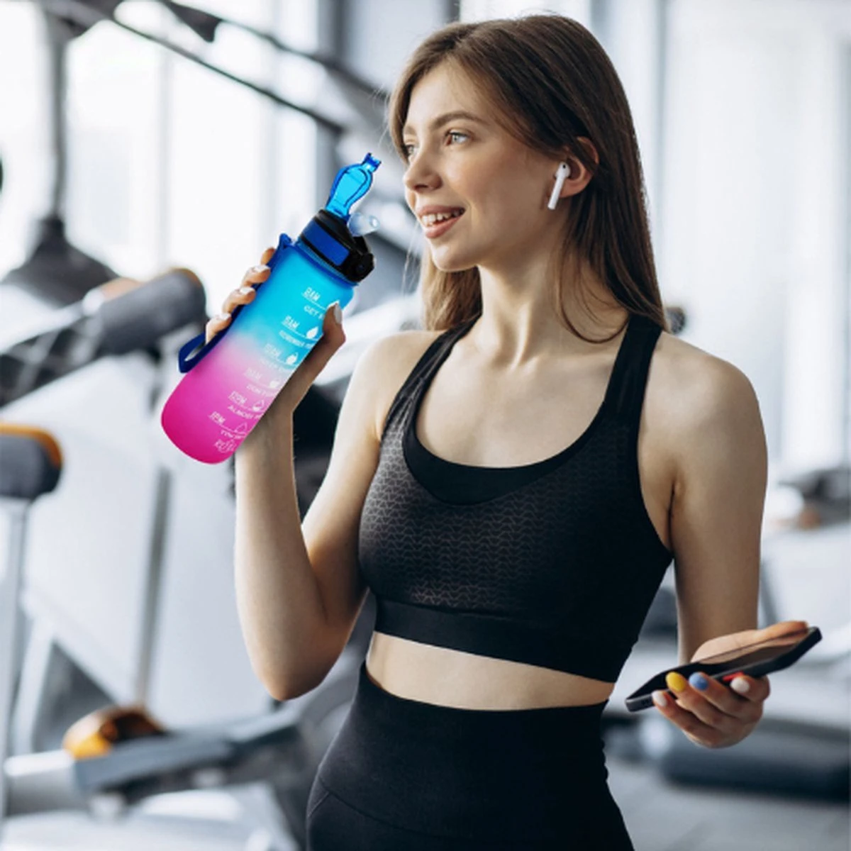 Merkloos Motivatie Waterfles - 1 Liter Fles - Waterfles Met Tijdmarkeringen - Inclusief Accessoires 9 Merkloos Motivatie Waterfles - 1 Liter Fles - Waterfles Met Tijdmarkeringen - Inclusief Accessoires - Afbeelding 7