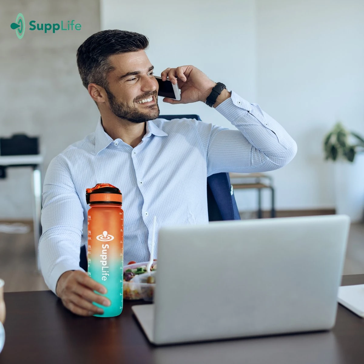 Supplife Motivatie Waterfles - 1 Liter Drinkfles - Waterfles Met Tijdmarkering - Met Rietje - Volwassenen - Kinderen - Cyaan Oranje - Inclusief Schoonmaakborstel 11 Supplife Motivatie Waterfles - 1 Liter Drinkfles - Waterfles Met Tijdmarkering - Met Rietje - Volwassenen - Kinderen - Cyaan Oranje - Inclusief Schoonmaakborstel - Afbeelding 9