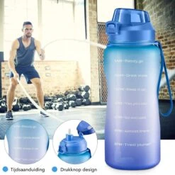 FLOOQ Motivatie Waterfles Zwart - 2 Liter Drinkfles - BPA Vrij - Waterfles Met Tijdsmarkering -Aigostar winkel 1200x1200 535