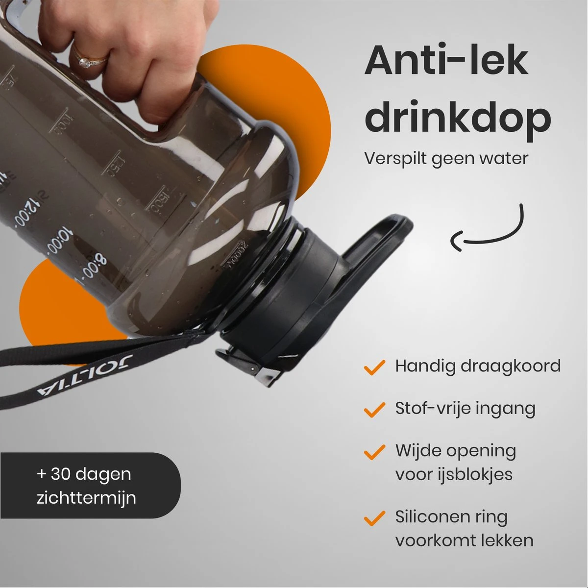 JOLTIA - Sportfles Met Sleeve - Drinkfles Met Rietje - Met Tijdmarkering En Motivatie - Tijd - Drinkflessen Volwassenen - Waterfles - Motiverende Drink / Water Fles - Bidon - Waterjug - 2.2 Liter - Zwart 5 JOLTIA - Sportfles Met Sleeve - Drinkfles Met Rietje - Met Tijdmarkering En Motivatie - Tijd - Drinkflessen Volwassenen - Waterfles - Motiverende Drink / Water Fles - Bidon - Waterjug - 2.2 Liter - Zwart - Afbeelding 3
