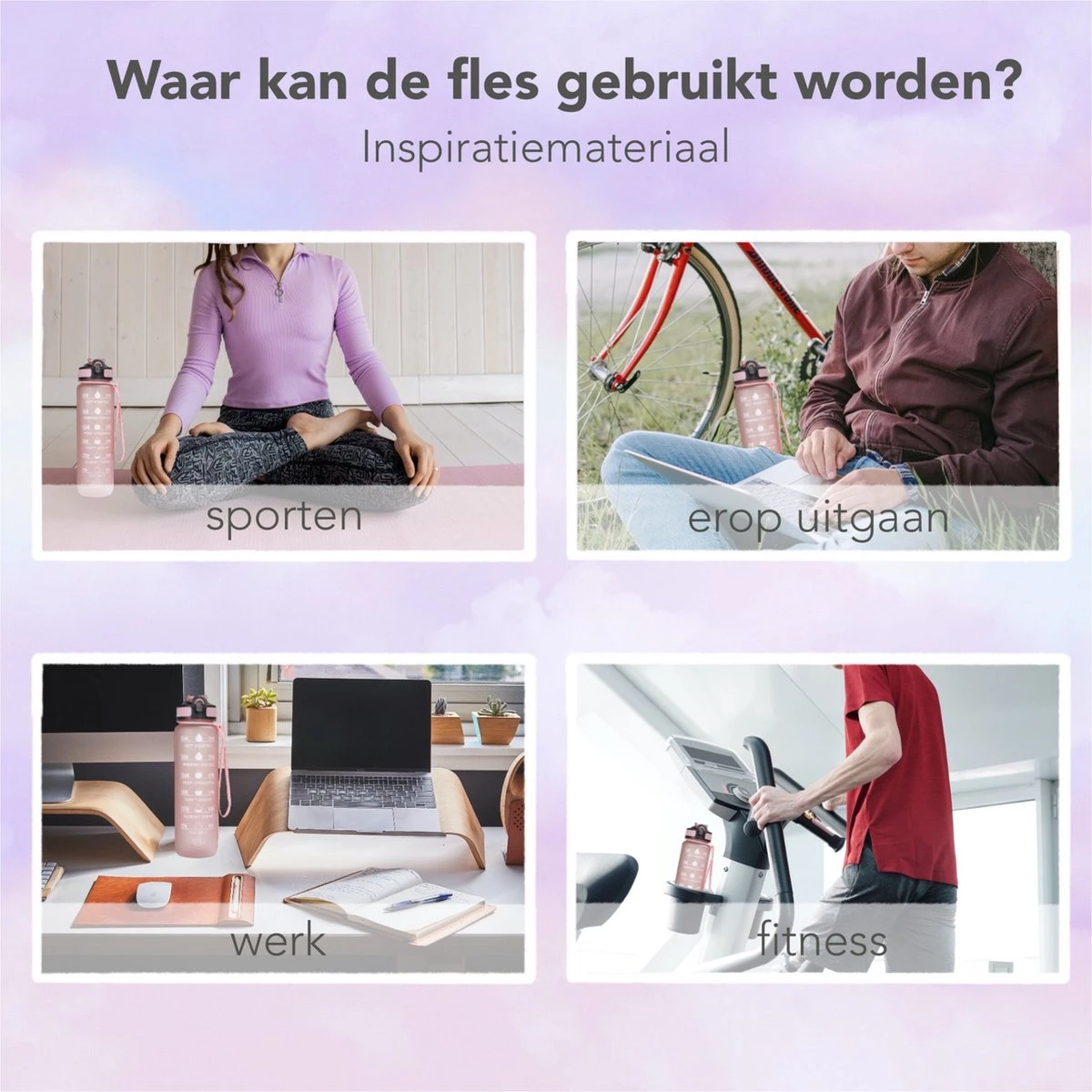Seniq Motivatie Waterfles - 1 Liter - Drinkfles Met Tijdmarkering - Rietje - Roze 10 Seniq Motivatie Waterfles - 1 Liter - Drinkfles Met Tijdmarkering - Rietje - Roze - Afbeelding 8