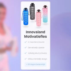 Innovaland Motivatie Waterfles Zwart - 1 Liter Drinkfles - Waterfles Met Rietje - Waterfles Met Tijdmarkering - BPA Vrij - Volwassenen - Kinderen - Vaderdag Cadeau - Geschenk - Cadeau Voor Man - Vrouw - Sinterklaas Cadeautjes - Mannen - Vrouwen -Aigostar winkel 1200x1200 568