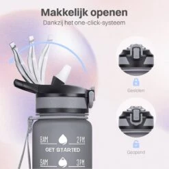 Innovaland Motivatie Waterfles Zwart - 1 Liter Drinkfles - Waterfles Met Rietje - Waterfles Met Tijdmarkering - BPA Vrij - Volwassenen - Kinderen - Vaderdag Cadeau - Geschenk - Cadeau Voor Man - Vrouw - Sinterklaas Cadeautjes - Mannen - Vrouwen -Aigostar winkel 1200x1200 570