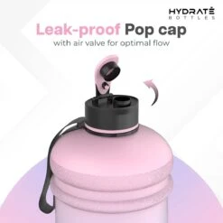 HYDRATE 2,2 Liter Waterfles - Nu Met Easy Drink Cap - Duurzaam En Extra Sterk - BPA Vrij - Ideaal Voor: Sportschool, Dieet, Bodybuilding, Buitensporten, Wandelen En Kantoor, Suikerspin -Aigostar winkel 1200x1200 587