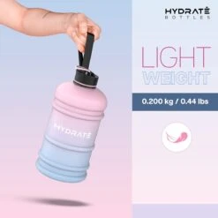 HYDRATE 2,2 Liter Waterfles - Nu Met Easy Drink Cap - Duurzaam En Extra Sterk - BPA Vrij - Ideaal Voor: Sportschool, Dieet, Bodybuilding, Buitensporten, Wandelen En Kantoor, Suikerspin -Aigostar winkel 1200x1200 588