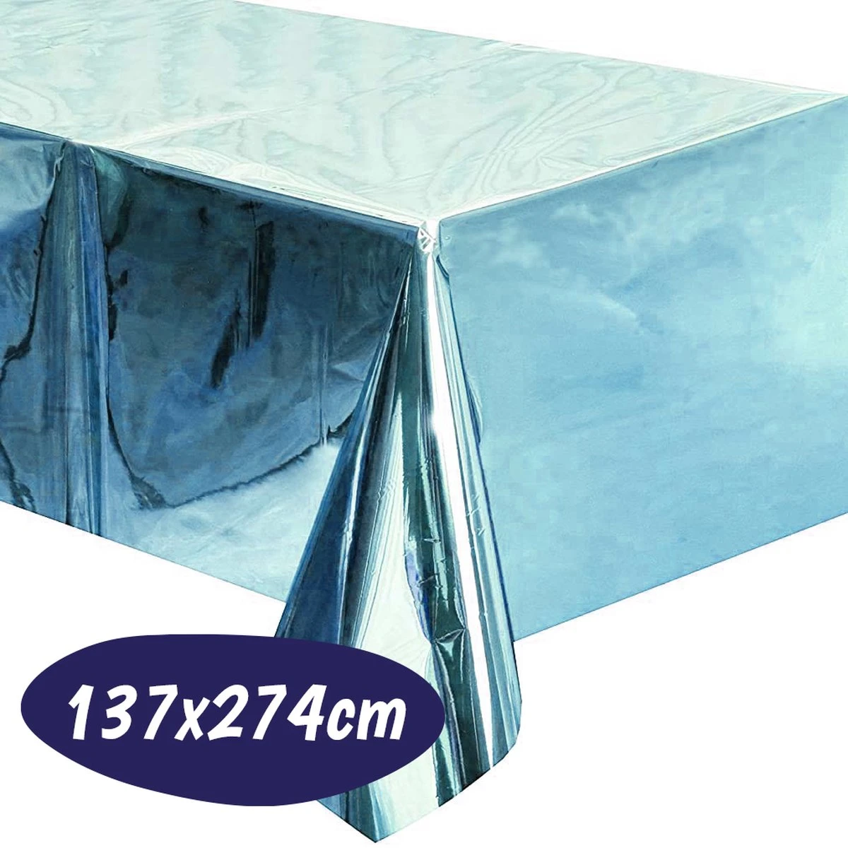 Merkloos Folie Tafelkleed - Folie Tafellaken - Geboorte Decoratie Jongen - Tafel Accessoire - Feestje - Party Plastic Decoratie - Metallic Tafelzeil - Verjaardag Versiering - Sweet 16 Birthday - 137 X 274 Cm - Licht Blauw 3 Merkloos Folie Tafelkleed - Folie Tafellaken - Geboorte Decoratie Jongen - Tafel Accessoire - Feestje - Party Plastic Decoratie - Metallic Tafelzeil - Verjaardag Versiering - Sweet 16 Birthday - 137 X 274 Cm - Licht Blauw