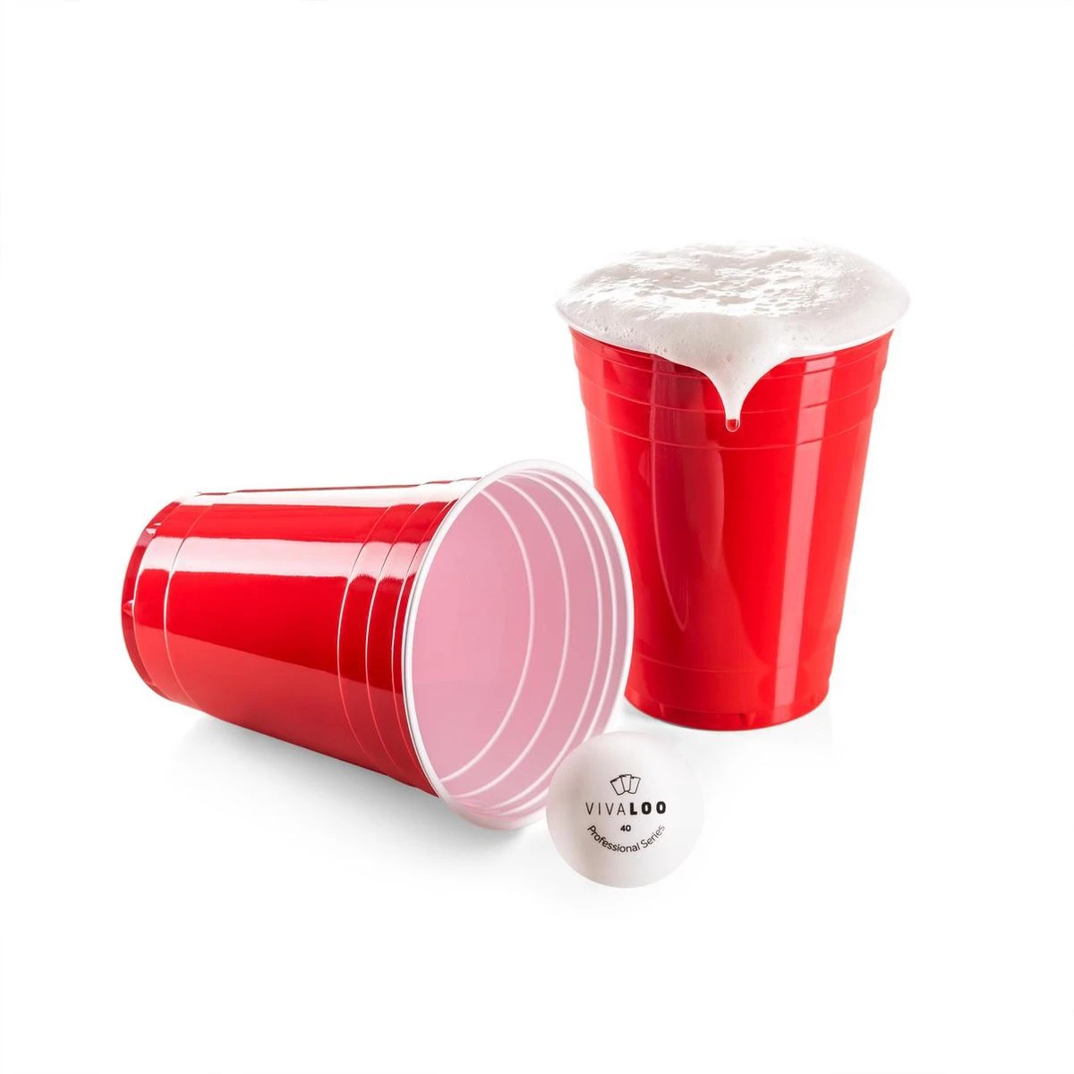VIVALOO Bierspel – Drankspel - Set Van 100 Plastic Bekers En 12 Beer Pong Ballen – Feest Wegwerpbekers – Rood - 455 Ml 6 VIVALOO Bierspel – Drankspel - Set Van 100 Plastic Bekers En 12 Beer Pong Ballen – Feest Wegwerpbekers – Rood - 455 Ml - Afbeelding 4