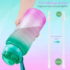 Motivatie Waterfles 2 Liter - Bidon - Sportdrankfles - Grote Waterfles - Gallon - Rietje - Tijdsmarkering - Groen/Paars 11 Motivatie Waterfles 2 Liter - Bidon - Sportdrankfles - Grote Waterfles - Gallon - Rietje - Tijdsmarkering - Groen/Paars -Aigostar winkel 1200x1200 69
