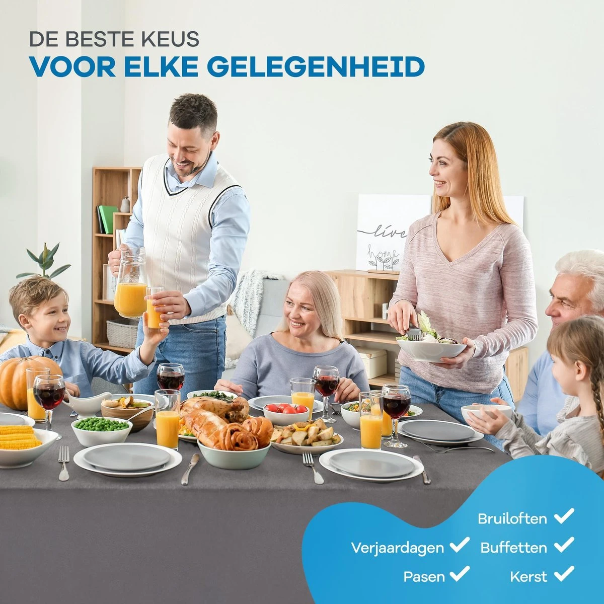 WITTS Luxe Tafelkleed - Hoge Kwaliteit/ Waterafstotend - Tafellaken - Grijs - 259x152 CM - Tafelzeil - Tafelkleed Katoen 8 WITTS Luxe Tafelkleed - Hoge Kwaliteit/ Waterafstotend - Tafellaken - Grijs - 259x152 CM - Tafelzeil - Tafelkleed Katoen - Afbeelding 6