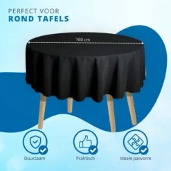WITTS Luxe Tafelkleed - Tafelkleed Rond - Waterafstotend - Tafellaken - Zwart - 160 CM - Tafelzeil - Tafelkleed Katoen -Aigostar winkel 1200x1200 704