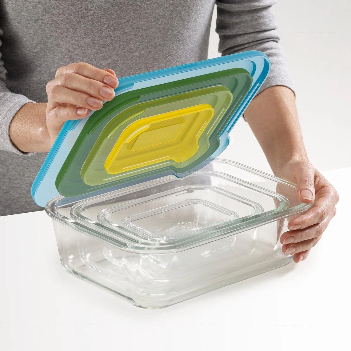 Joseph Joseph Nest Ovenschalen - Incl. Deksels - Glas - 4 Stuks 6 Joseph Joseph Nest Ovenschalen - Incl. Deksels - Glas - 4 Stuks - Afbeelding 4