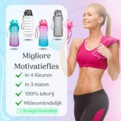 Migliore Waterfles 2 Liter- Luxe Drinkfles Met Rietje - 2 Liter - Water Bottle - Motivatie Waterfles Met Tijdmarkeringen - Grote - Gallon -Aigostar winkel 1200x1200 82