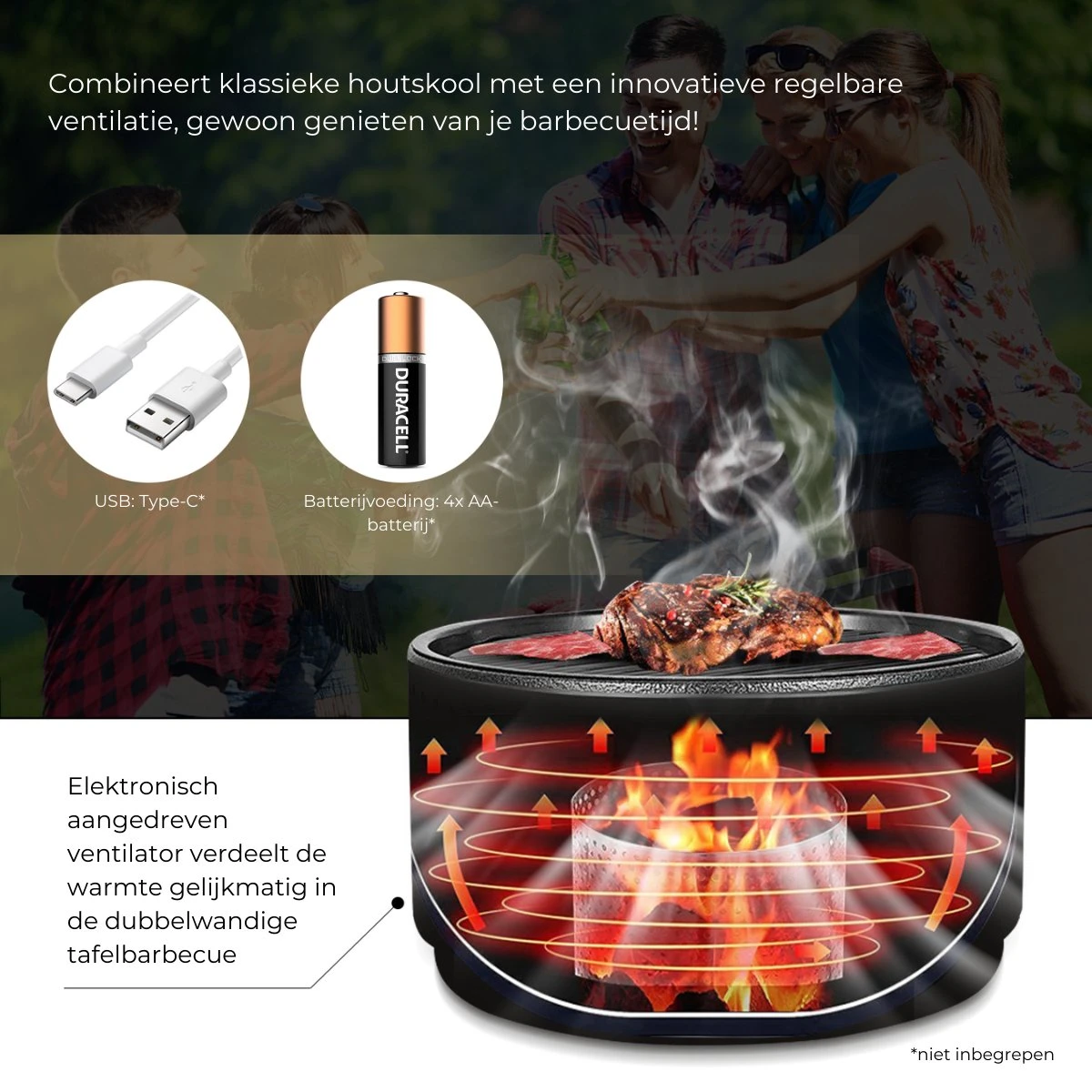 Ozocozy BBQ-ONE Houtskool Tafelbarbecue - Ø30 Cm- Zwart - Incl. Draagtas, Siliconen Bakkwast En RVS-Barbecuetang 12 Ozocozy BBQ-ONE Houtskool Tafelbarbecue - Ø30 Cm- Zwart - Incl. Draagtas, Siliconen Bakkwast En RVS-Barbecuetang - Afbeelding 10
