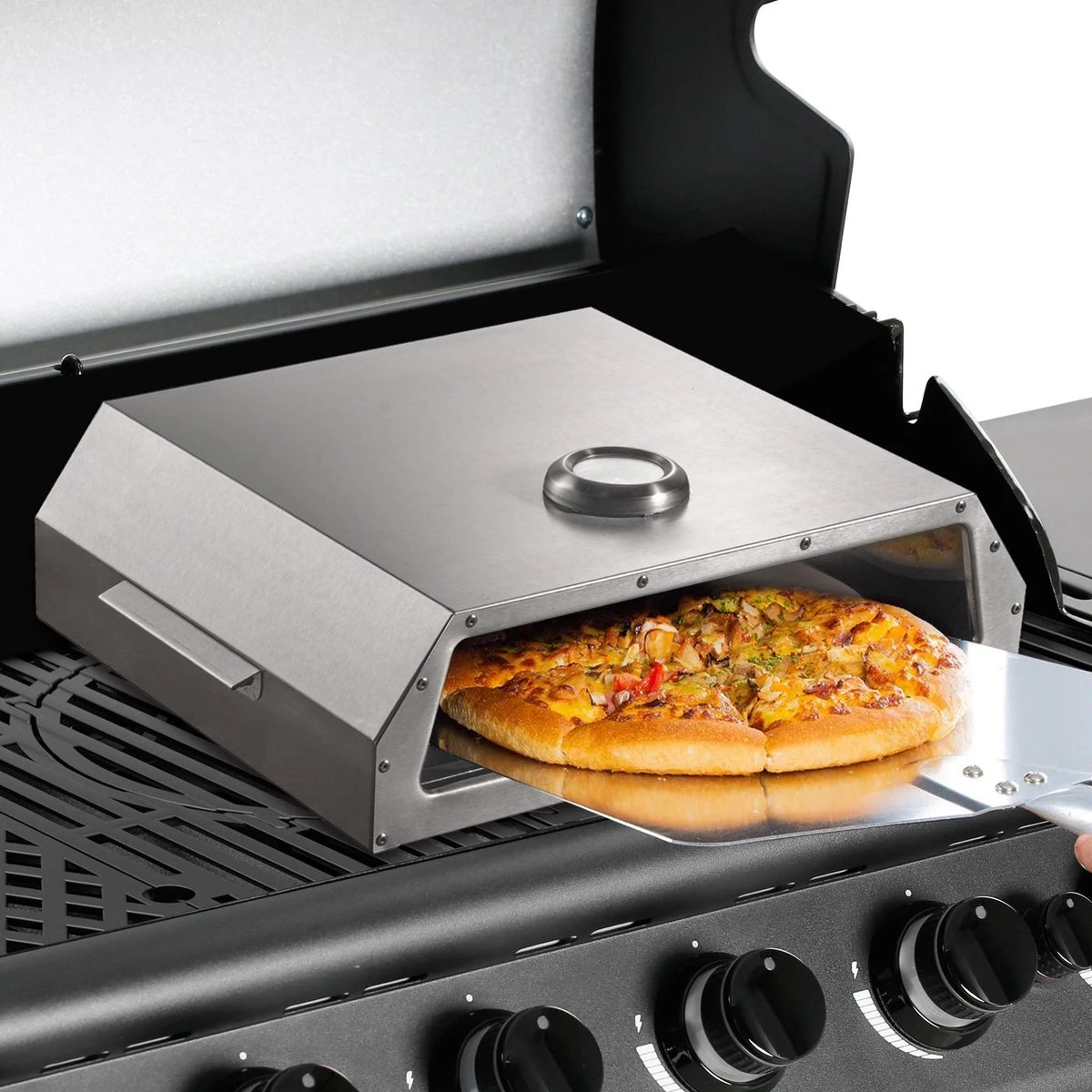 Bighorn Pizzaoven Met Pizzasteen Voor Barbecue - Grilloven - Draagbare - Edelstaal 4 Bighorn Pizzaoven Met Pizzasteen Voor Barbecue - Grilloven - Draagbare - Edelstaal - Afbeelding 2