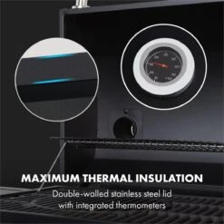 Klarstein Kingsville Double Barbecue - Houtskool- En Gasbarbecue - Smoker BBQ - Inclusief Deksels En Thermometer - Met 2 Roosters - Zwart -Aigostar winkel 1200x1200 982