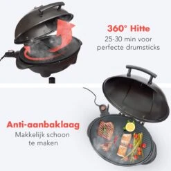 KitchenBrothers Elektrische BBQ - Met Grillplaat - Anti-aanbaklaag - Incl. Plank/Houders - Grilloppervlak 46,5x33,8cm - Tot 300°C - 2400W - Zwart -Aigostar winkel 1200x1200 999
