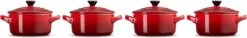 Le Creuset Aardewerken Mini Pannetjes Set Van 4 Stuks Kersenrood -Aigostar winkel 1200x184
