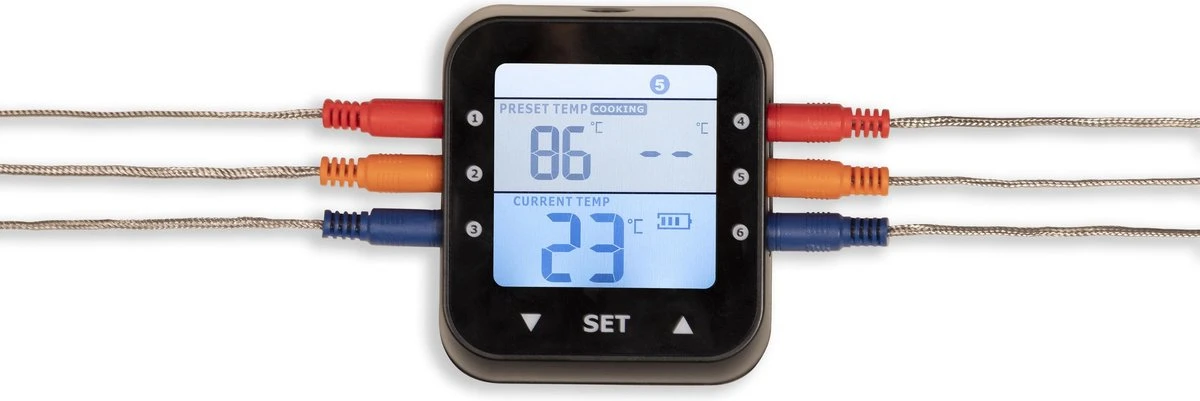 Patton - Kamado 21" - Premium Black - Keramische Barbecue - Incl. Bluetooth Kerntemperatuurmeter - LED Verlichting - Large - Compleet - Zwart 9 Patton - Kamado 21" - Premium Black - Keramische Barbecue - Incl. Bluetooth Kerntemperatuurmeter - LED Verlichting - Large - Compleet - Zwart - Afbeelding 7