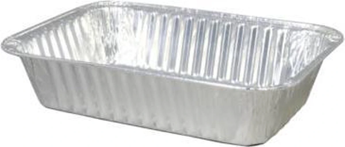 Rechthoekige Aluminium Wegwerp Bakje 19,5x14x5 Cm Per 100 Stuks - Alu Bakje - Kapsalon Bak - 850cc 3 Rechthoekige Aluminium Wegwerp Bakje 19,5x14x5 Cm Per 100 Stuks - Alu Bakje - Kapsalon Bak - 850cc